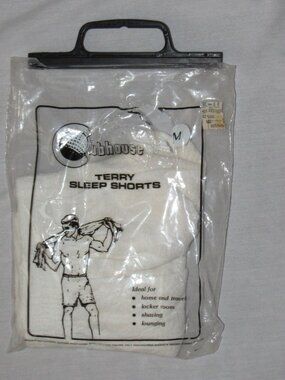 New Vtg 80s Clubhouse Terry Sleep Lounge White Shorts Men's sz M Locker Room
